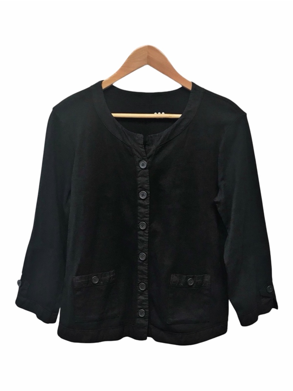 Three Dots Lightweight Cotton Top/Cardigan XL Black
